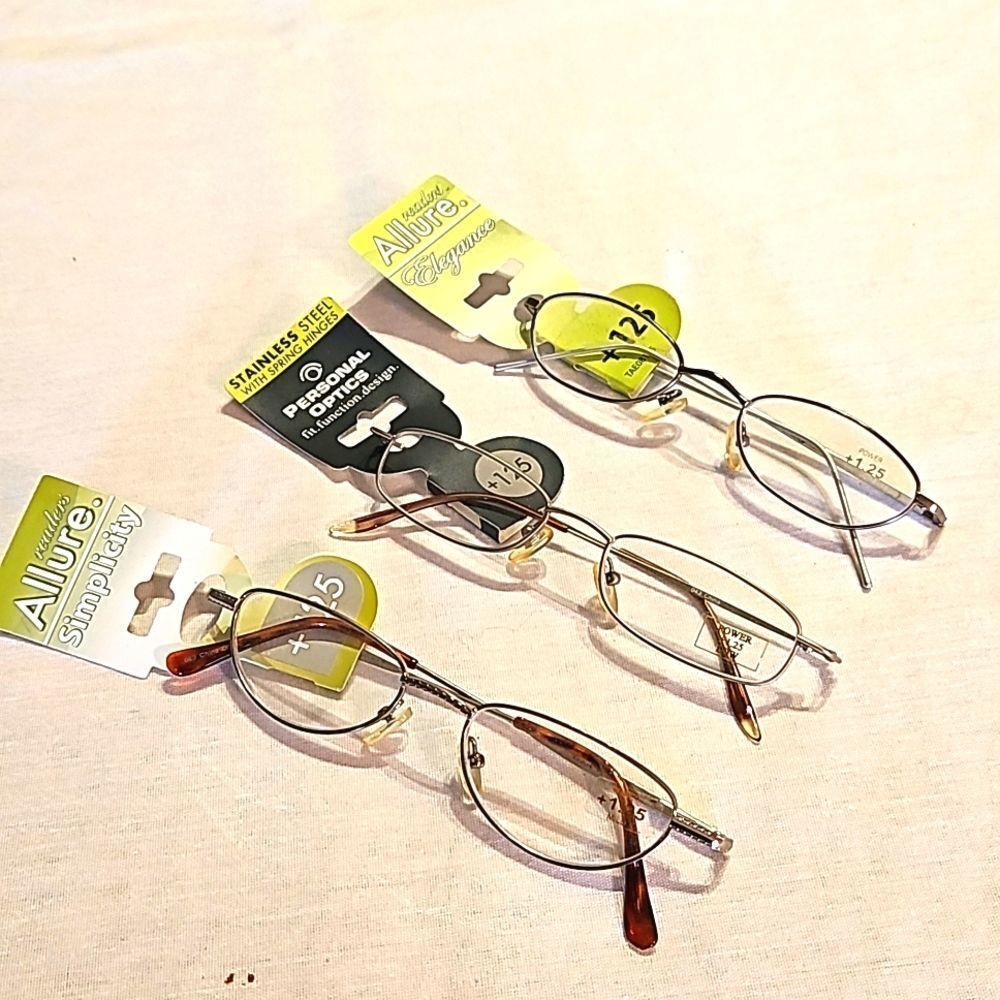 3 Pair of Ladie's Reading Glasses    +125  New with Tags  Silver, Assorted Style